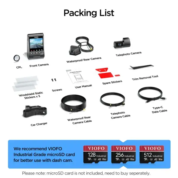 VIOFO A329T-W 3CH Dash Cam – 4K Front + 2K Telephoto + 2K Waterproof Rear | Sony Starvis 2 Sensors - Image 4
