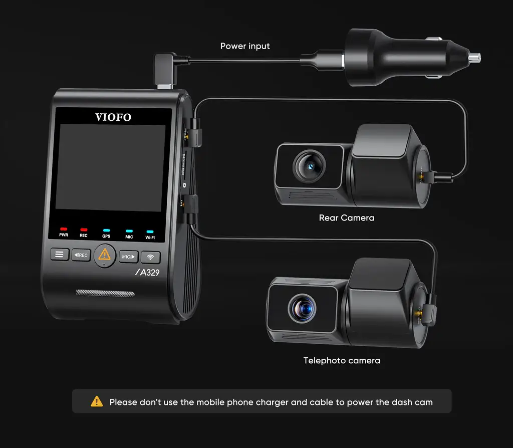 VIOFO A329T 3 Channel Telephoto - dash cam south africa