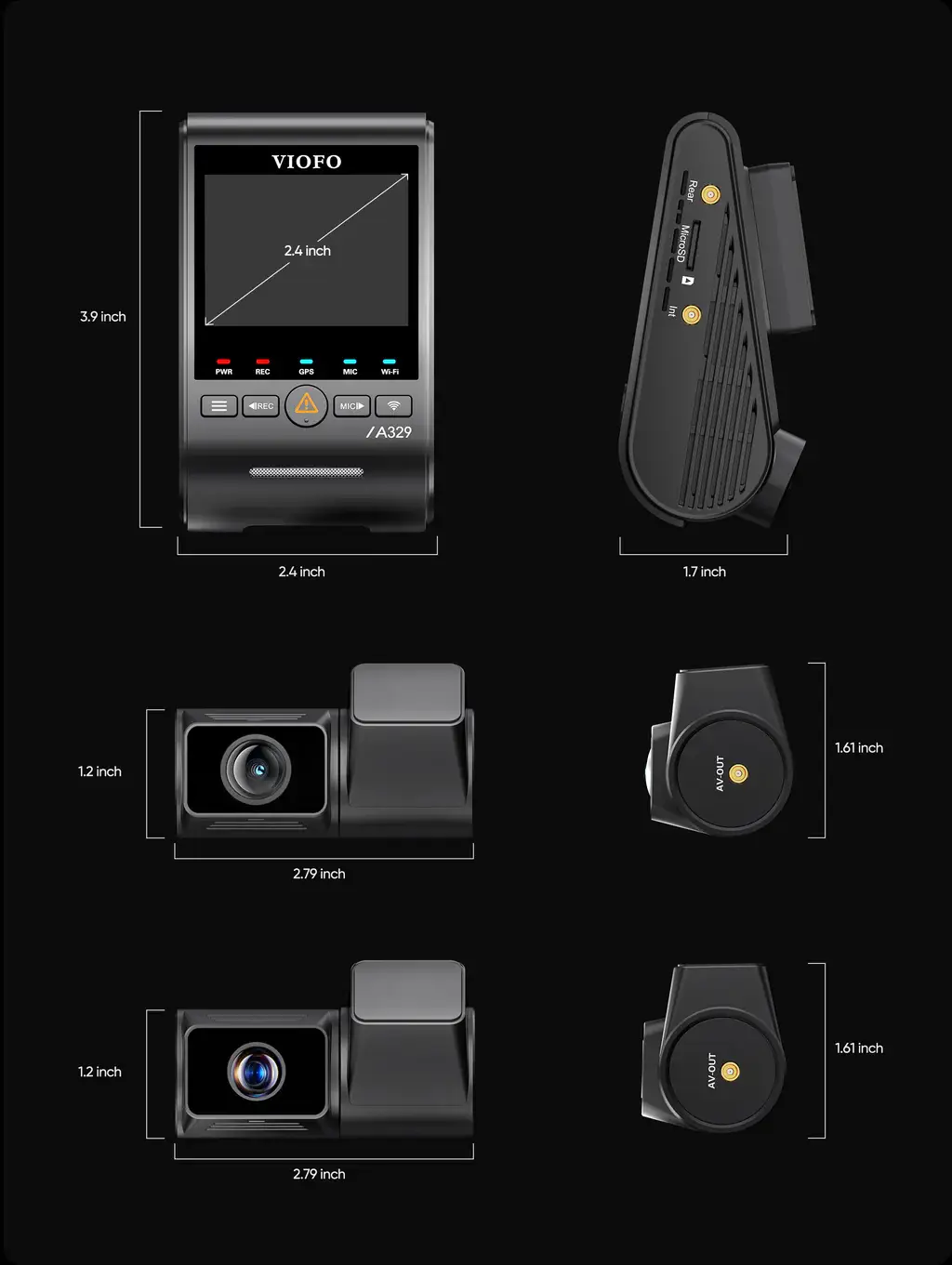 VIOFO A329T 3 Channel Telephoto - dash cam south africa
