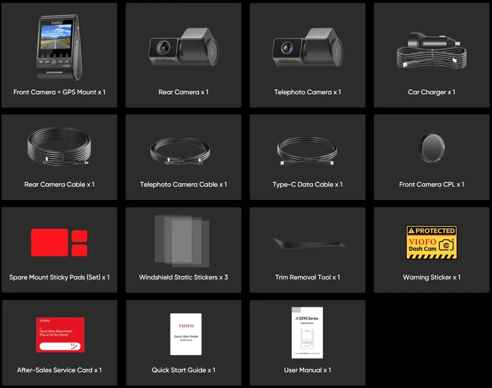 VIOFO A329T 3 Channel Telephoto - dash cam south africa