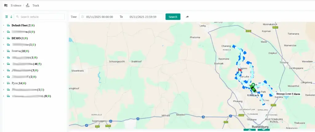 fleet vehicle gps tracking map south africa rustenburg