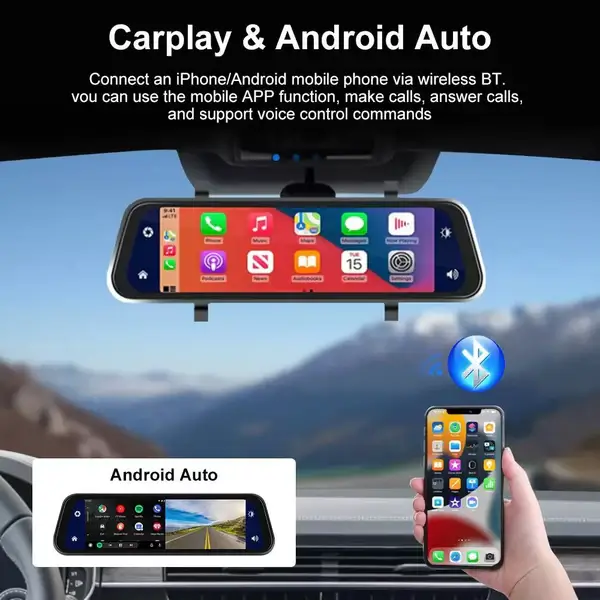 Aoocci – P501 10″ Split-Screen 2K 2 Channel Dash Cam FM Wireless CarPlay - dash cam south africa