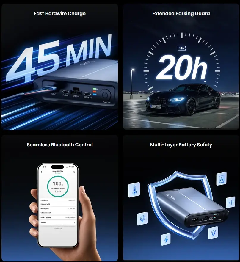 VIOFO BP60 5000mAh Dash Cam Battery Pack for Parking Mode - dash cam south africa