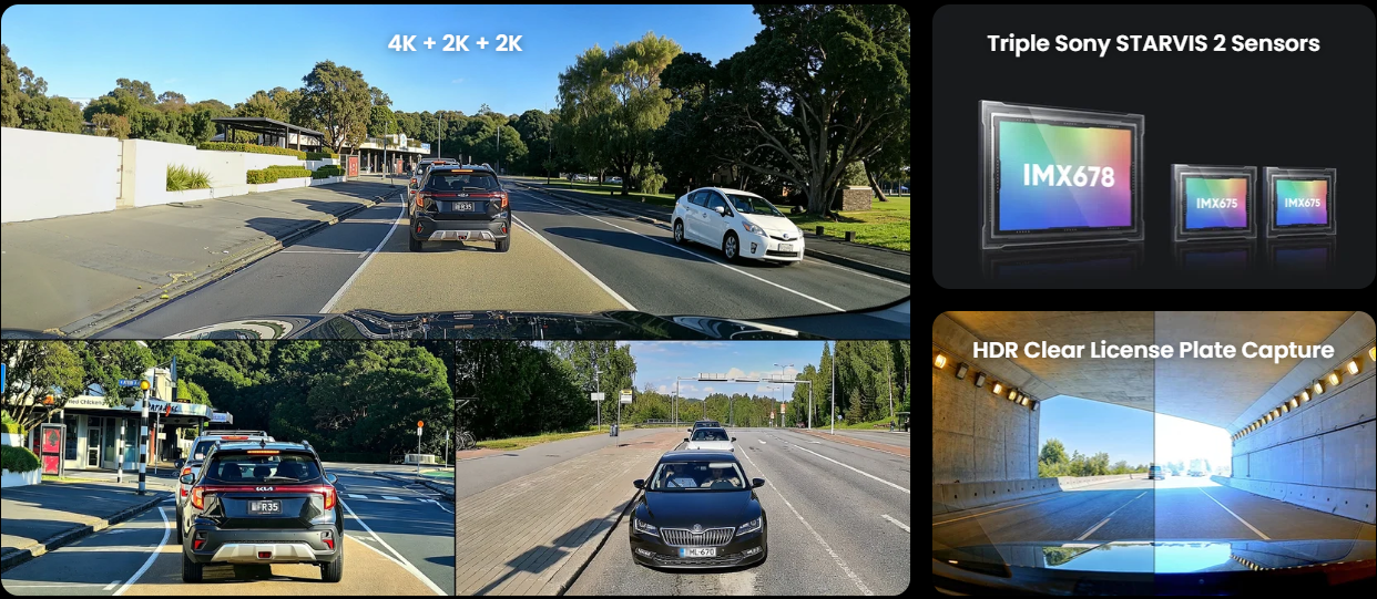VIOFO T330T 3CH 4K Front, 2K Telephoto and Rear Dash Cam - dash cam south africa