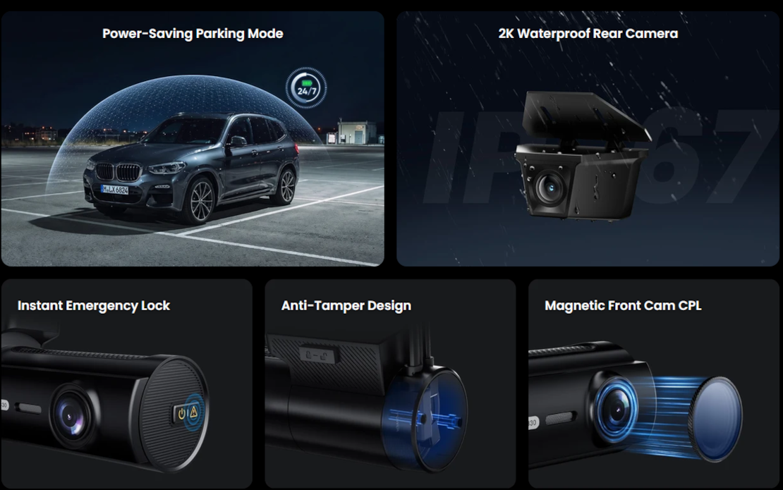 VIOFO T330TW 3CH 4K Front, Telephoto and Waterproof Dash Cam - dash cam south africa
