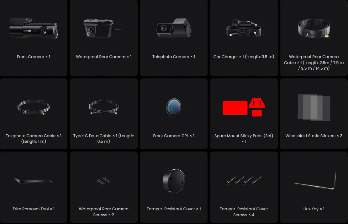 VIOFO T330TW 3CH 4K Front, Telephoto and Waterproof Dash Cam - dash cam south africa