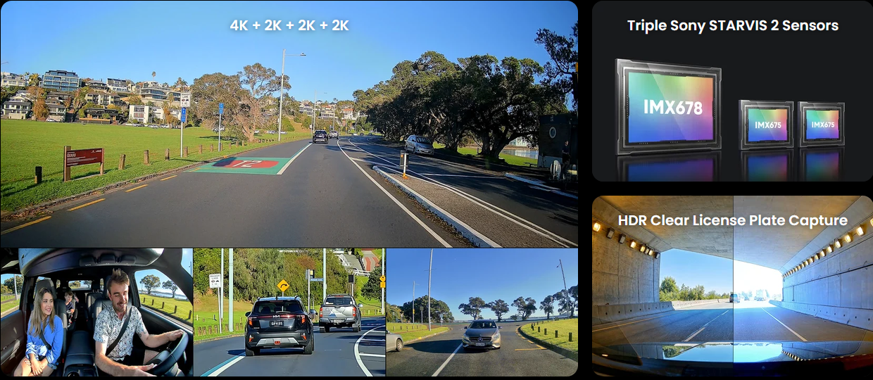VIOFO T340 4CH 4K Front, Cabin, Telephoto and Rear Dash Cam - dash cam south africa