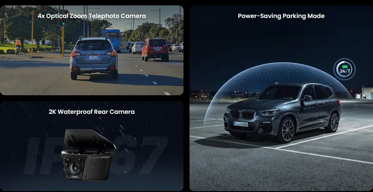 VIOFO T340TW 4CH 4K Front, Telephoto and Waterproof Dash Cam - dash cam south africa