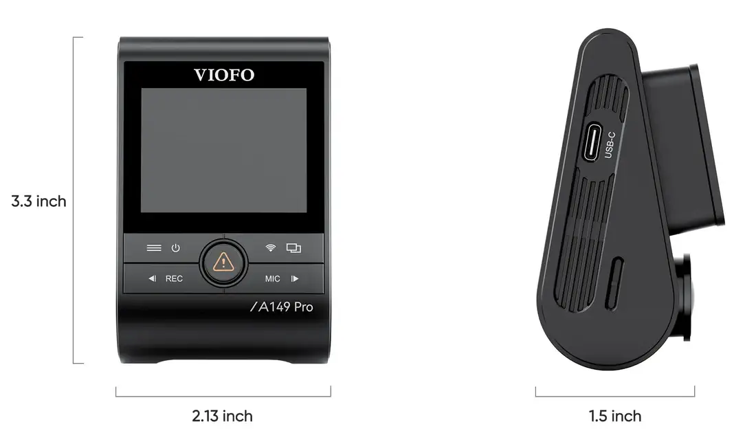 VIOFO A149 Pro Duo 4K Front and 1080P Rear Dash Cam - dash cam south africa